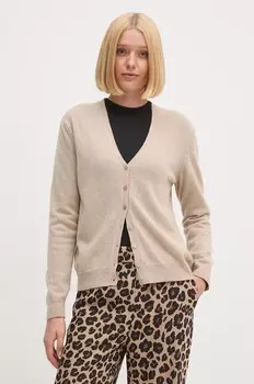 Шерстяной кардиган United Colors of Benetton, бежевый