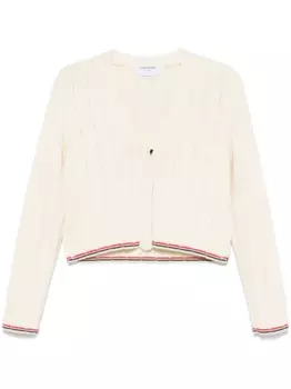 Шерстяной кардиган в рубчик THOM BROWNE, нейтральный