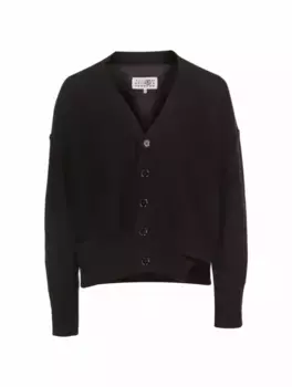 Шерстяной кардиган в винтажном стиле MM6 MAISON MARGIELA, черный
