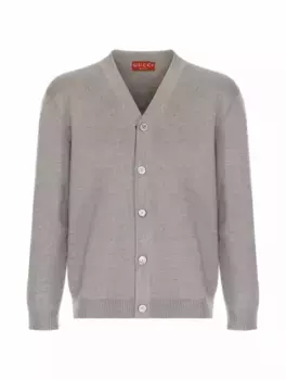 Шерстяной кардиган Web Gucci, серый