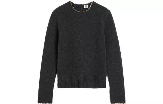 Шерстяной кашемировый джемпер с цепочным краем TOTEME, Heather Gray