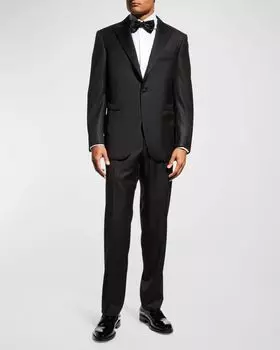 Шерстяной костюм-двойка-смокинг Canali, цвет Black