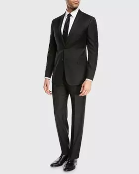 Шерстяной костюм-двойка Super 130s, черный Emporio Armani, цвет Black