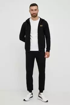 Шерстяной костюм EA7 Emporio Armani, черный