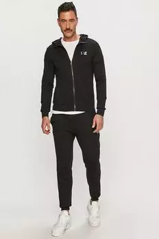 Шерстяной костюм EA7 Emporio Armani, черный