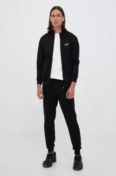 Шерстяной костюм EA7 Emporio Armani, черный