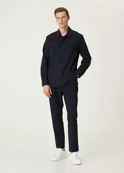 Шерстяной костюм-рубашка Drop 7 Beymen Collection, синий