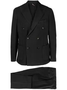 Шерстяной костюм с двубортным пиджаком Dell'oglio, серый