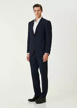 Шерстяной костюм с микрорисунком Canali, синий