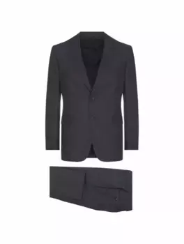 Шерстяной костюм с микроузором Brioni, тёмно-синий