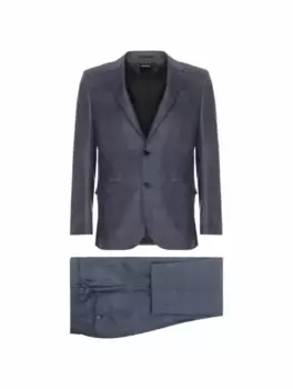 Шерстяной костюм с микроузором Zegna, тёмно-синий