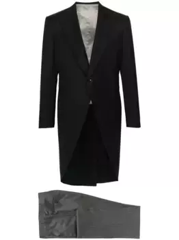 Шерстяной костюм с однобортным пиджаком Canali, черный