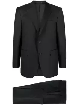 Шерстяной костюм с однобортным пиджаком Canali, черный