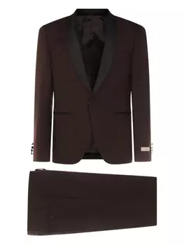 Шерстяной костюм с однобортным пиджаком Canali, коричневый