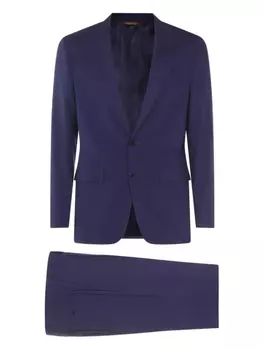 Шерстяной костюм с однобортным пиджаком Canali, синий