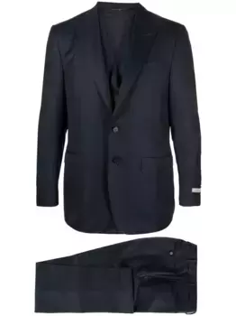 Шерстяной костюм с однобортным пиджаком Canali, синий