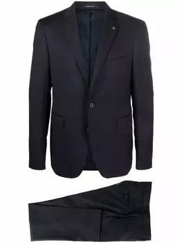 Шерстяной костюм с однобортным пиджаком Tagliatore, синий