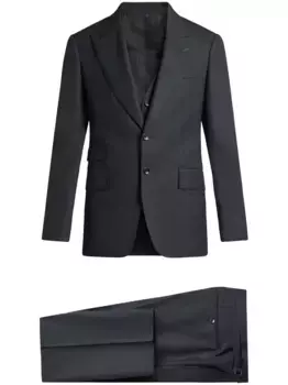 Шерстяной костюм с однобортным пиджаком TOM FORD, черный