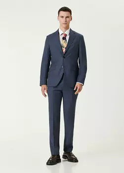 Шерстяной костюм с полосатым узором Etro, синий