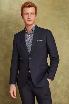 Шерстяной костюм с приталенным жакетом Joules, синий