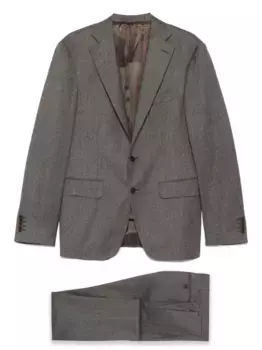 Шерстяной костюм с узором в елочку Canali, коричневый