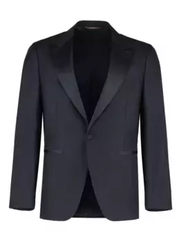 Шерстяной костюм с заостренными лацканами Canali, синий
