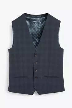 Шерстяной костюм Signature Tollegno Клетчатый жилет Next, синий