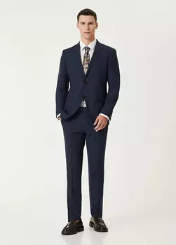 Шерстяной костюм в клетку Etro, синий