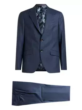 Шерстяной костюм в тонкую полоску ETRO, синий