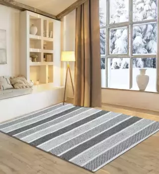 Шерстяной ковер для домашнего дела "Diemlern", прямоугольный, ковер ручной работы, чистая шерсть, полосатый, современный дизайн, гостиная Home affaire 130х190 см, цвет natur grau
