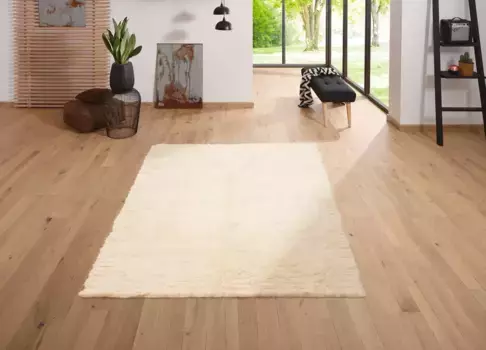 Шерстяной ковер для домашнего дела "Элиф", прямоугольный, однотонный, чистая шерсть, оригинальные греческие флокати, соткан вручную Home affaire 190х290 см, цвет natur