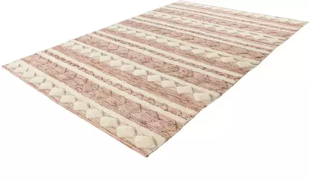 Шерстяной ковер me gusta "Bohist 225", прямоугольный 160х230 см, розовый/кремовый
