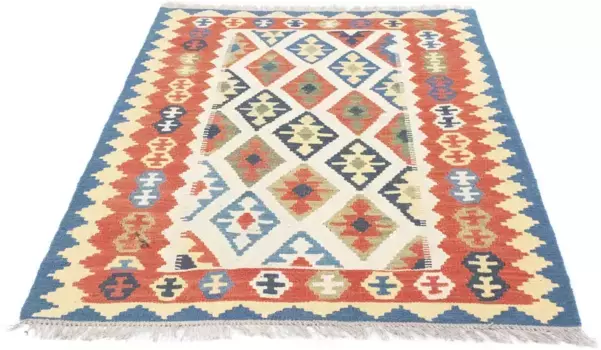 Шерстяной ковер моргенланд "Келим Фарс ковер ручной работы бежевый", прямоугольный, короткий ворс Morgenland 103х150 см, бежевый