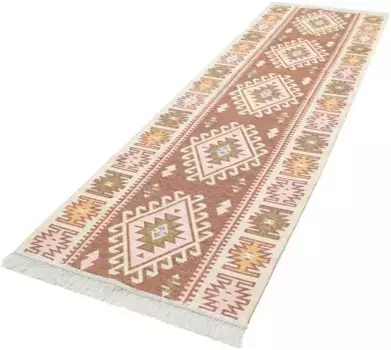 Шерстяной ковер Morgenland "Kilim Carpet Ariz", прямоугольный, чистый хлопок 80х250 см, коричневый