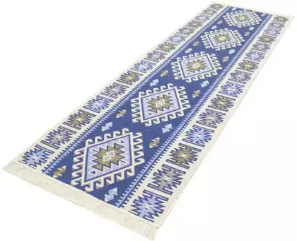 Шерстяной ковер Morgenland "Kilim Carpet Ariz", прямоугольный, чистый хлопок 100х150 см, синий