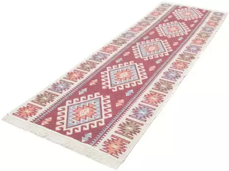 Шерстяной ковер Morgenland "Kilim Carpet Ariz", прямоугольный, чистый хлопок 80х400 см, красный
