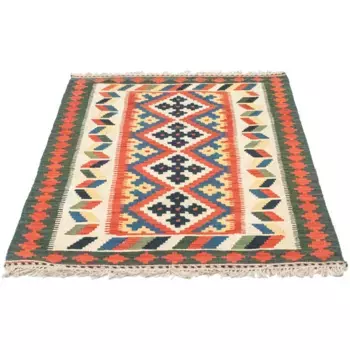 Шерстяной ковер Morgenland «Килим Фарс ковролин ручной работы оранжевый», прямоугольный, высота 4 мм, короткий ворс