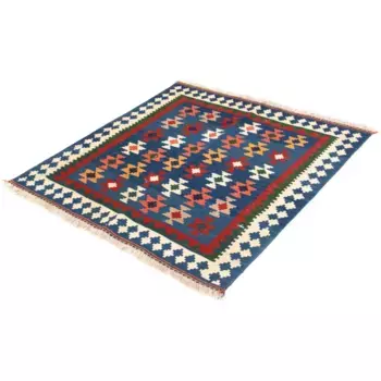 Шерстяной ковер Morgenland «Kilim - Oriental Square - 103 x 100 см - темно-синий», квадратный, высота 6 мм, гостиная, цельный