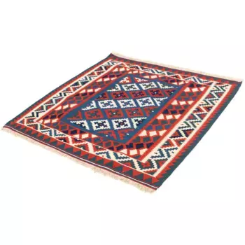 Шерстяной ковер Morgenland «Kilim - Oriental Square - 106 x 103 см - темно-синий», квадратный, высота 6 мм, гостиная, цельный