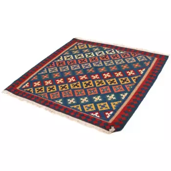 Шерстяной ковер Morgenland «Kilim - Oriental Square - 108 x 100 см - темно-синий», квадратный, высота 6 мм, гостиная, цельный