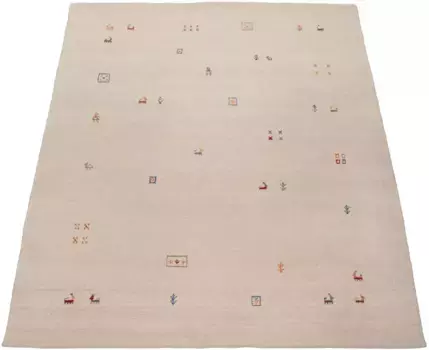 Шерстяной ковер Paco Home "Gabbeh 312", прямоугольный, короткий ворс, ручная работа, чистая шерсть, стиль Gabbeh, гостиная 120х170 см, цвет cream