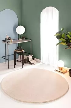 Шерстяной ковер согнутый Benuta - N/A, диаметр 150 см, бежевый