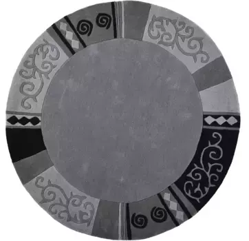 Шерстяной ковер THEKO "Ambadi", круглый, чистая новая шерсть, прошивка вручную, с каймой, современный 150 см, серый