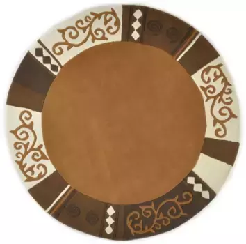 Шерстяной ковер THEKO "Ambadi", круглый, чистая новая шерсть, прошивка вручную, с каймой, современный 150 см, коричневый