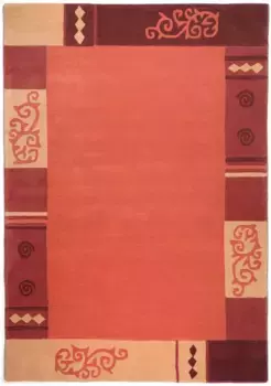 Шерстяной ковер THEKO "Ambadi", прямоугольный, чистая новая шерсть, прошивка вручную, с каймой, современный 90х160 см, цвет terrakotta