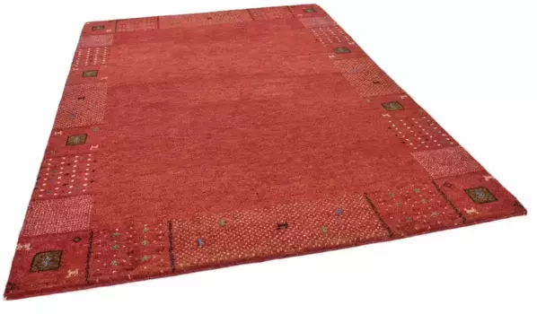 Шерстяной ковер THEKO "Денвер 1999", прямоугольный, чистая шерсть, дизайн Gabbeh, ручная работа, с каймой 70х140 см, красный