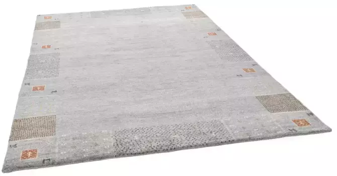 Шерстяной ковер THEKO "Денвер 1999", прямоугольный, чистая шерсть, дизайн Gabbeh, ручная работа, с каймой 200х250 см, серый