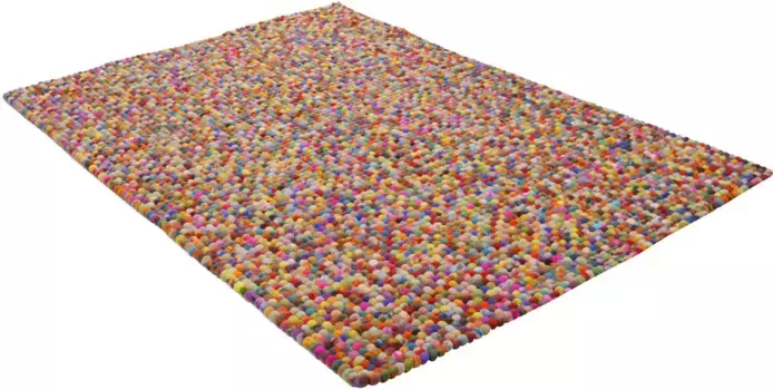 Шерстяной ковер THEKO "Felty 2.2", прямоугольный, фетровый ковер, чистая шерсть, ручная работа 34х34 см, цвет multi