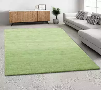 Шерстяной ковер THEKO "Gabbeh Uni, ковер ручной работы, крапчатый, чистая шерсть, ручная работа", прямоугольный, для спальни, гостиной, столовой, также в виде дорожки или круглый 160х230 см, зеленый