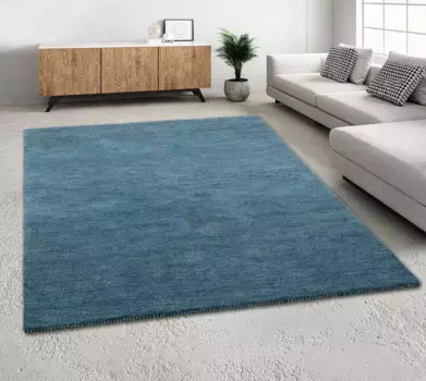 Шерстяной ковер THEKO "Gabbeh Uni, ковер ручной работы, крапчатый, чистая шерсть, ручная работа", прямоугольный, для спальни, гостиной, столовой, также в виде дорожки или круглый 60х90 см, серо-синий